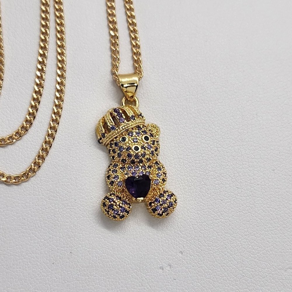 Brand New Crown Teddy Bear Necklace